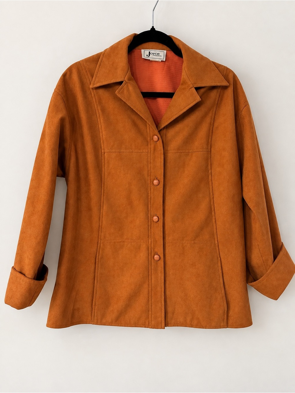 Vintage Joyce Sportswear Burnt Orange Suede Look Jacket Made USA